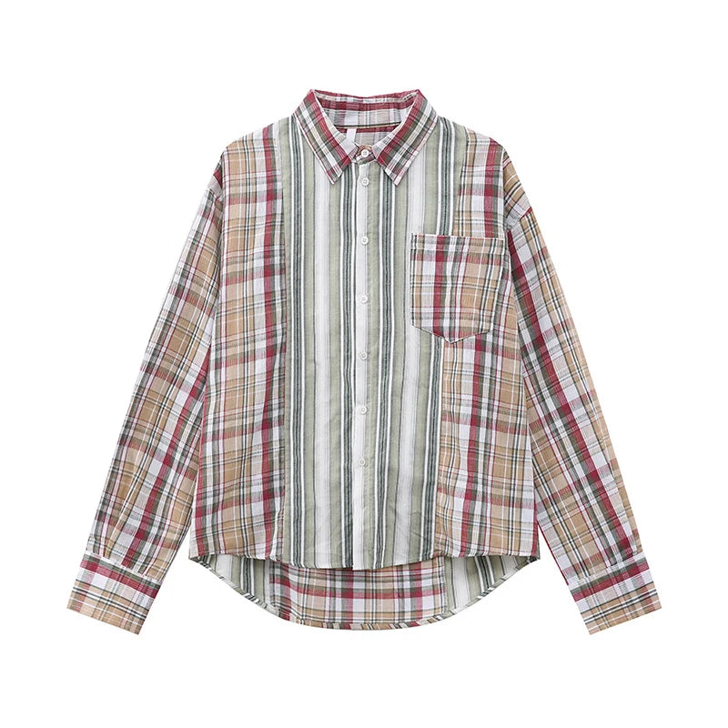 Men's Shirts New Spring Multi Color Striped Plaid Shirt Long Sleeve Turn-down Collar Male Clothing Stylish Men Top 9W1684