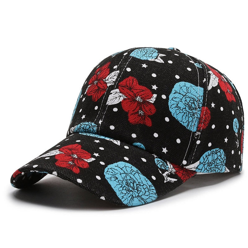 Women Men Cartoon Print Baseball Caps Female Male Lip Four Seasons Faloral Visors Snapback Cap Hat For Women Men