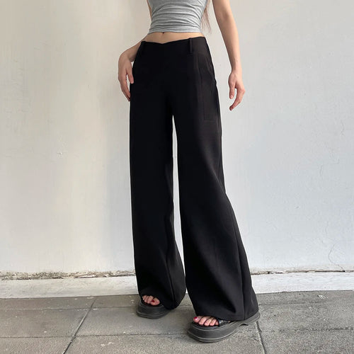 Load image into Gallery viewer, Casual Black Low Rise Women Pants Basic Straight Leg Streetwear Korean Fashion Office Suit Trousers Ladies Sweatpants
