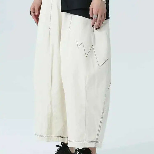 Load image into Gallery viewer, High Elastic Waist Beige Topstitched Long Wide Leg  Pants New Trousers Women Fashion Tide Spring Autumn 2025  1DH4948
