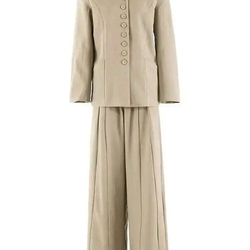 Load image into Gallery viewer, Big Size Blazer Pleated Wide Leg Pants Two Piece Suit New V-Neck Long Sleeve Women Fashion Tide Spring Autumn 2025 CPDB248
