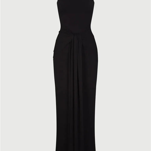 Load image into Gallery viewer, Half High Collar Irregular Tank Dress For Women 2024 New Fashion Sleeveless Bodycon Ruched Sexy Long Dress Elegant
