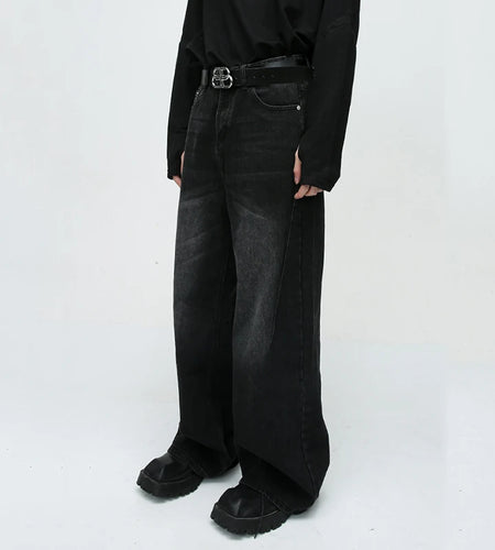 Summer New American Washed Straight Leg Jeans Trendy Retro Loose Fitting Men Bottoms 2025 Casual Gradient Color 9C9297