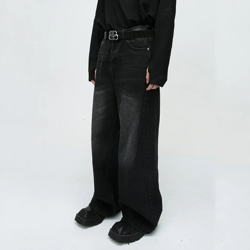 Summer New American Washed Straight Leg Jeans Trendy Retro Loose Fitting Men Bottoms 2025 Casual Gradient Color 9C9297