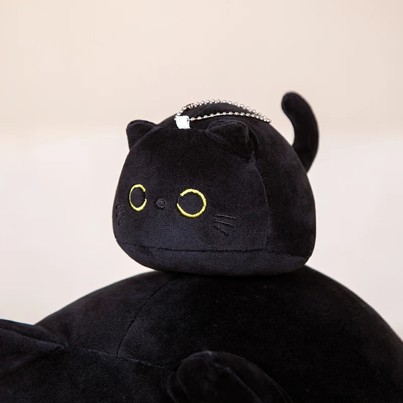 Cuddly Round Ball Cat Plush Pillow Toys Soft Stuffed Cartoon Animal Doll Black Cats Nap Cushion Christmas Birthday Gift For Kids