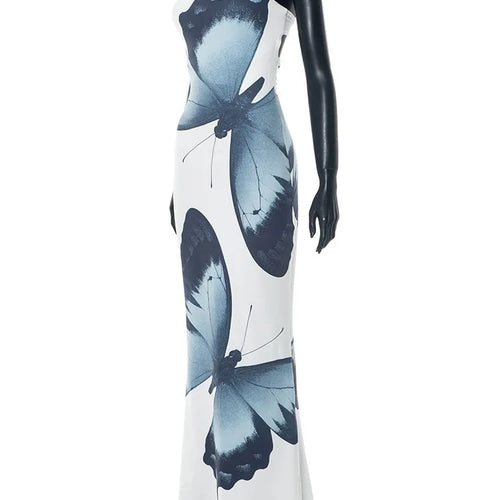 Load image into Gallery viewer, Off-shoulder Print Sexy Maxi Dress Women Summer New Strapless Sleeveless Backless High Waist Beach Holiday Long Dress
