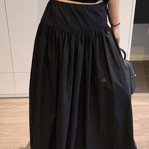 Load image into Gallery viewer, Solid Loose Spliced Folds Casual Skirts for Women High Waist Patchwork Lace Up Minimalist Skirt Female Clothing New
