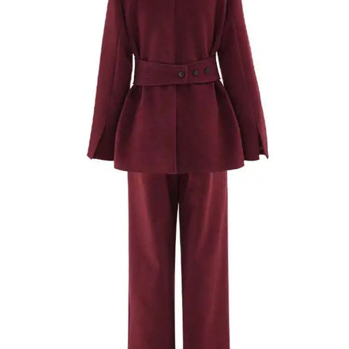 Load image into Gallery viewer, Big Size Red Blazer Wide Leg Pants Two Piece Suit New V-Neck Long Sleeve Women Fashion Tide Spring Autumn 2025 LM0110803
