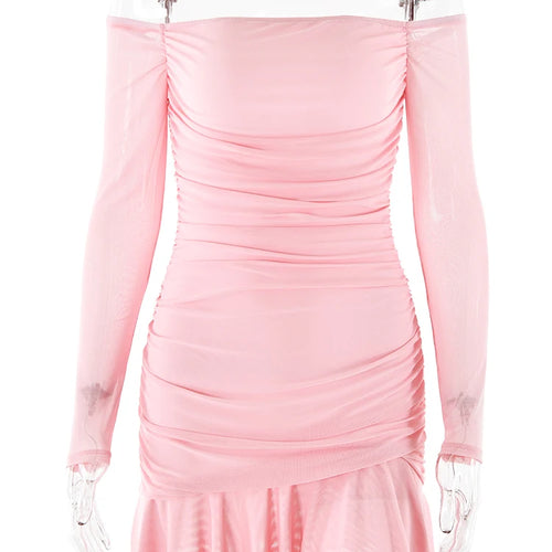 Load image into Gallery viewer, Elegant One Shoulder Double Layer High Elasticity Tight Dress For Women Bodycon Fall 2024 Female Party Evening Dress
