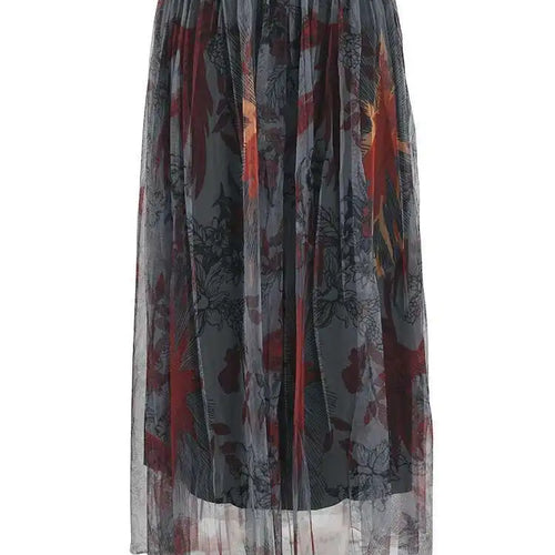 Load image into Gallery viewer, High Waist Black Pattern Printed Mesh Duoble Layers Half-body Skirt Women Fashion Tide New Spring Autumn 2025 2D1323
