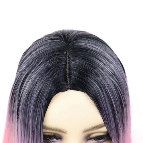 Load image into Gallery viewer, Synthetic Fiber Long Pink Wigs for Women Ombre Wig Straight Hairstyles Cute Pink Wig Cosplay Carnival Party Costume Wig
