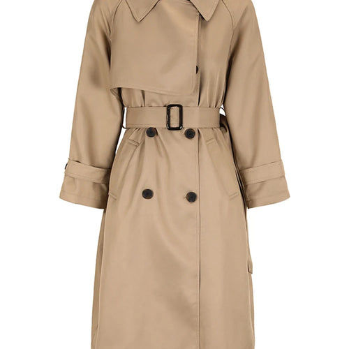 Load image into Gallery viewer, Women Khaki Belted Big Size Long Trench New Lapel Long Sleeve Loose Fit Windbreaker Fashion Spring Autumn 2025 CPG0584
