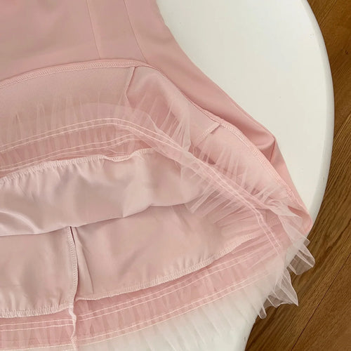 Load image into Gallery viewer, Summer 2024 Retro Pink Mesh Pearl Bead Sleeveless Backless Elegant Sexy Prom Dress Women Clothes Birthday Party Slip Short Dress
