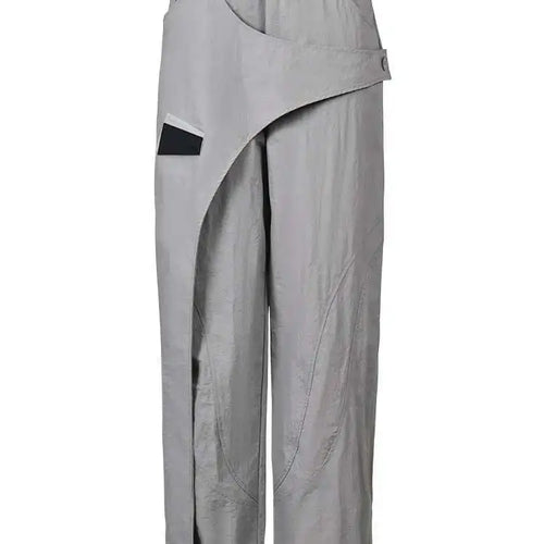 Load image into Gallery viewer, High Waist Gray Irregular Color-block Zipper Pants New Loose Fit Trousers Women Fashion Tide Spring Summer 2025 1DF6814
