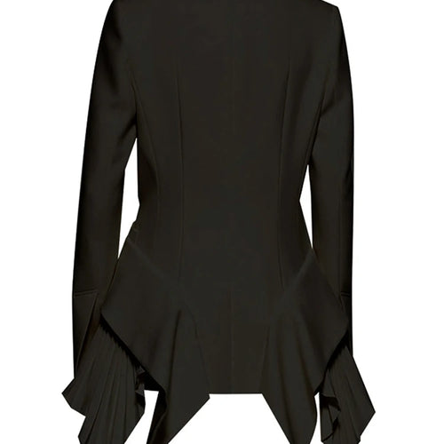 Load image into Gallery viewer, Women White Irregular Pleated Ruffles Elegant Blazer New Lapel Long Sleeve Jacket Fashion Tide Spring Autumn 2025 1DH4840
