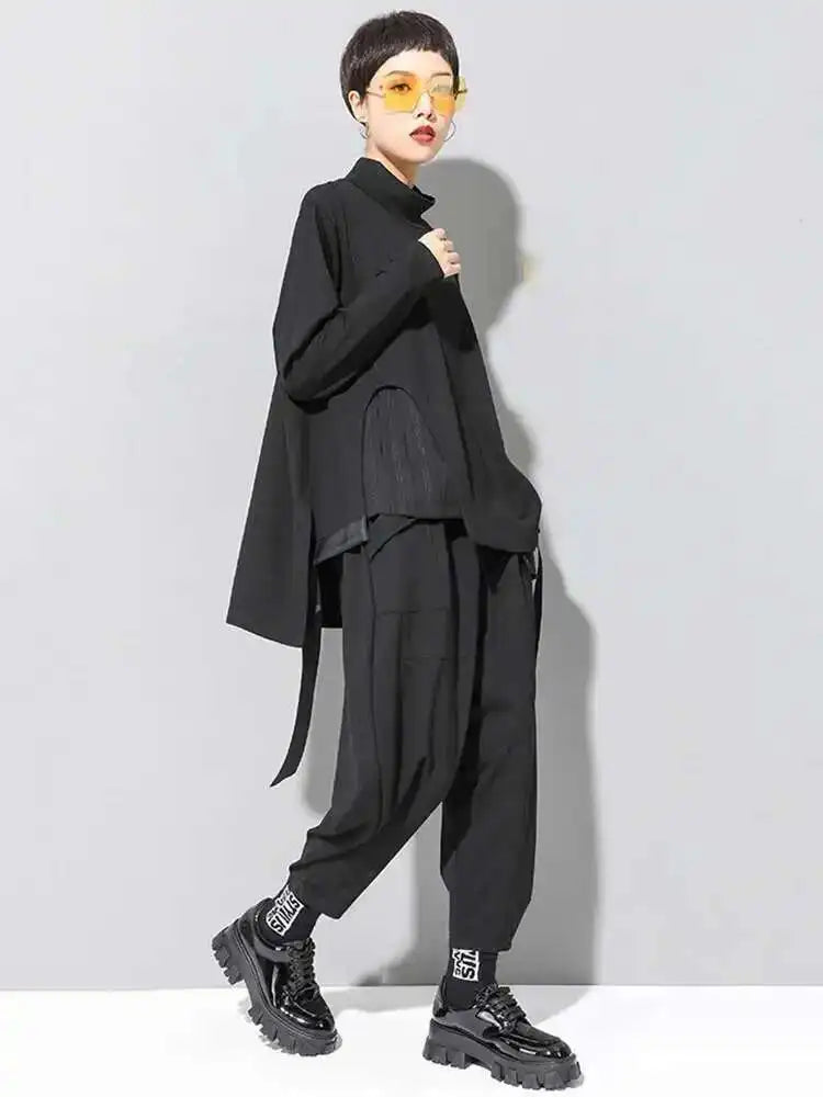 High Elastic Waist Black Pockets Casual Harem Pants New Loose Fit Trousers Women Fashion Tide Spring Autumn 2025 1DF4686