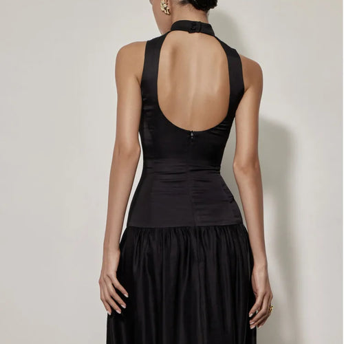 Load image into Gallery viewer, Elegant Sleeveless Tight  Backless Dress Women Slim Pleated Female Vestidos Summer New 2024 Party Vacation Evening Dress
