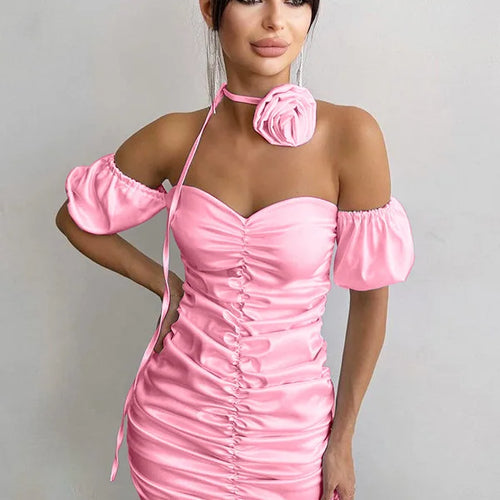 Load image into Gallery viewer, Sexy Sleeveless Satin Pleated Dress For Women's Summer 2024 New Floral Strapless Slim Fitting Dress Party Evening Dress
