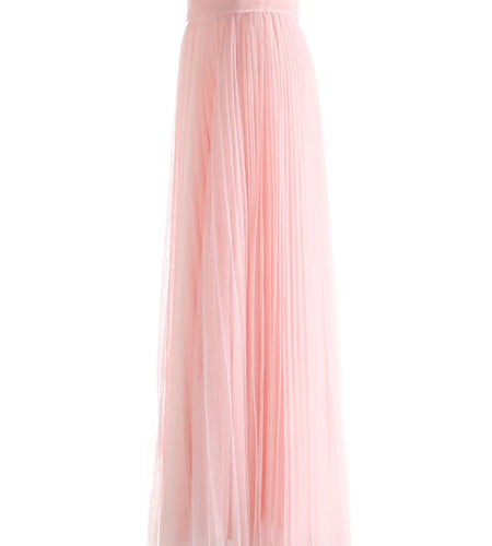 High Elastic Waist Rose Red Mesh Pleated Elegant  A-line Half-body Skirt Women Fashion Tide New Spring Autumn 2025 1DJ1079