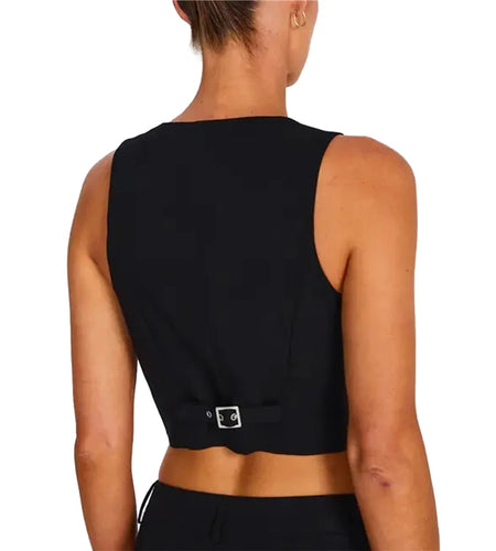 Vest Waistcoat for Women y2k Clothes Solid Color Slim Fit V Neck Sleeveless Button Down Crop Top Fashion Outwear Gilet