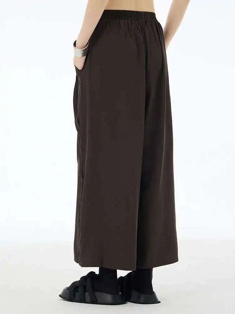 High Elastic Waist Black Irregular Pleated Long Wide Leg Pants New Trousers Women Fashion Tide Spring Autumn 2025 1DH6134