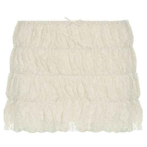 Load image into Gallery viewer, Holiday Fashion Folds Tiered Mini Lace Skirts Women‘s Cute Summer Low Waist Bottoms Y2K Aesthetics Beach Hottie Skirt

