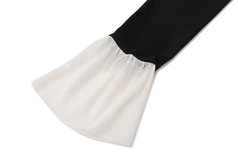 Elegant Strapless Backless Sexy Mini Dress For Women New Off-shoulder Long Flare Sleeve Pleated Club Party Dress