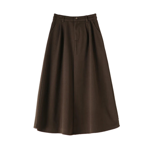 Load image into Gallery viewer, Autumn Winter Black Oversized Woolen Long Skirt Women Korean Fashion Ladies Brown High Waist Pleated Skirt Casual Streetwear new
