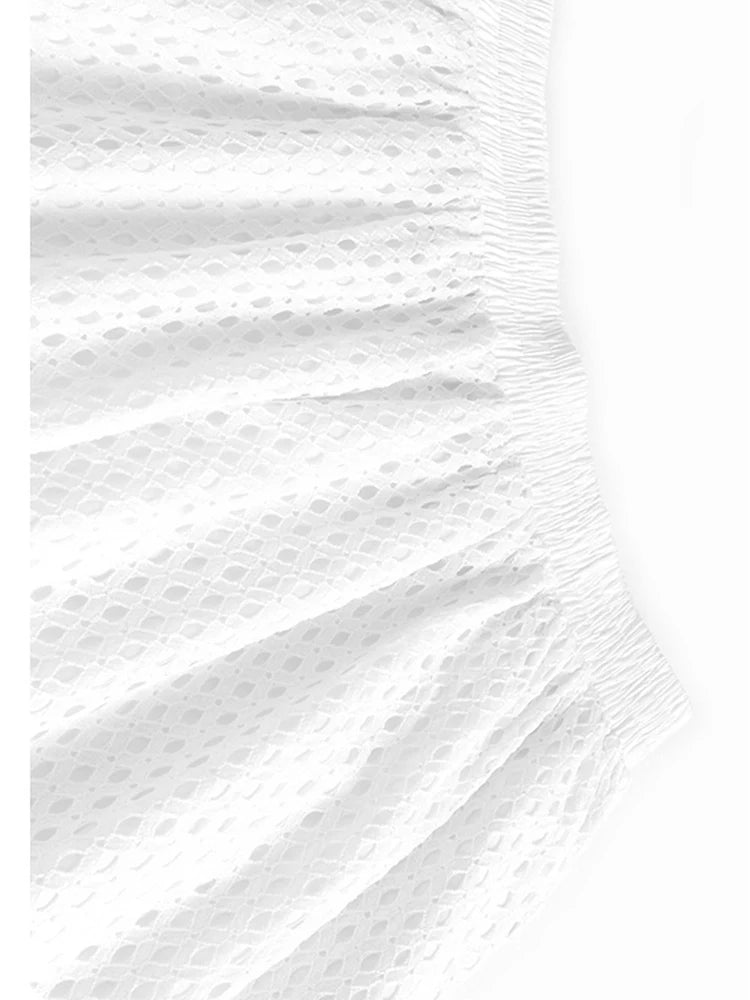 High Elastic Waist Black Grid Hollow Out Long Wide Leg Pants New Trousers Women Fashion Tide Spring Autumn 2025 1DJ1196