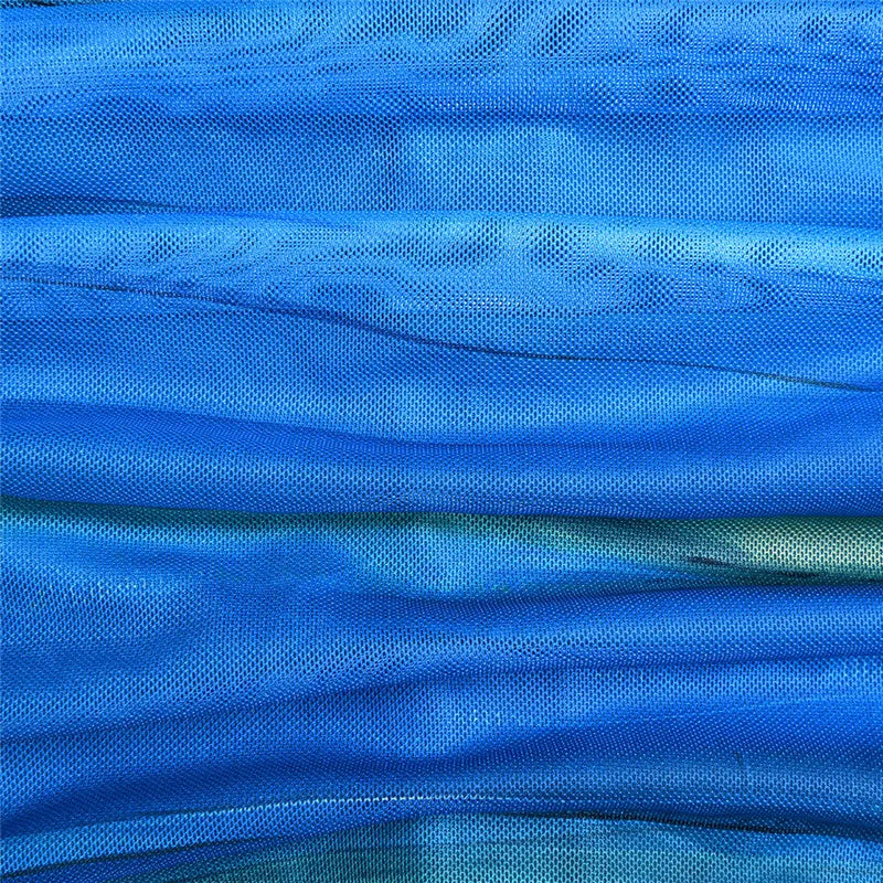 Striped Backless Ruched Midi Dress Women Two Layer Mesh Spaghetti Strap Sleeveless Bodycon Sexy Print Fishtail Dress