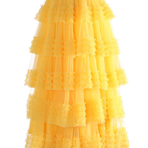 Load image into Gallery viewer, High Elastic Waist Rose Red Mesh Layers Elegant Ball Gown Half-body Skirt Women Fashion New Spring Autumn 2025 1DJ1272
