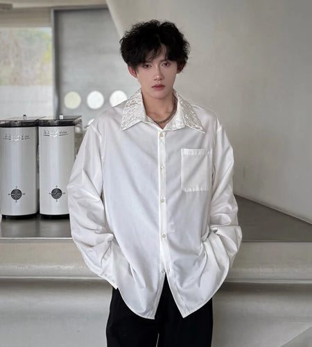 Men's Shirts Long Sleeve New Summer Embroidered Design Turn-down Collar Personalized Male Korean Style Clothing 9W1755