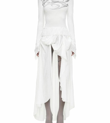 Hit Color Loose Dresses For Women O Neck Long Sleeve High Waist Temperament Long Dress Female Fashion Style Clothes