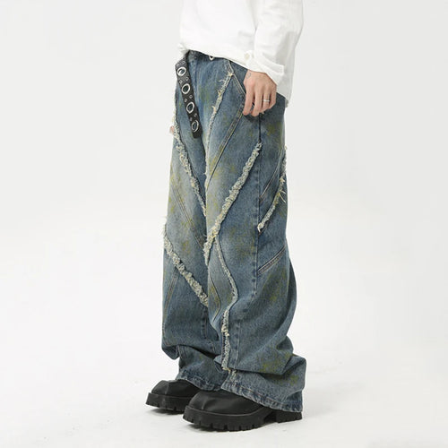 Load image into Gallery viewer, Fashion Summer New Men&#39;s Straight Denim Pants Korean Style Loose Pockets Zippers Male Casual Wide Leg Trousers 2024 9C6092
