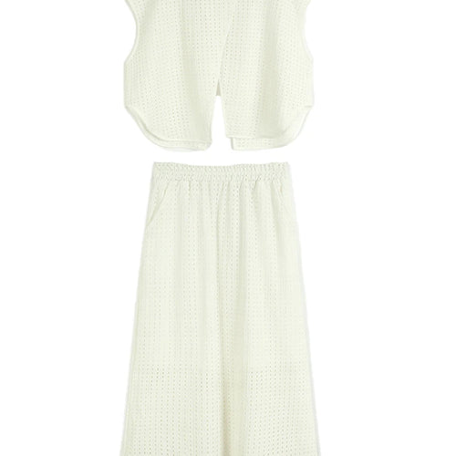 Load image into Gallery viewer, Black Hollow Hollow Out T-shirt Skirt Two Pieces Suit New Round Neck Short Sleeve Women Fashion Spring Summer 2025 1DJ1435
