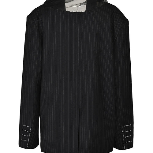 Load image into Gallery viewer, Women Black Striped Topstitched Big Size Blazer New Lapel Long Sleeve Loose Fit Jacket Fashion Spring Autumn 2025 17A6435
