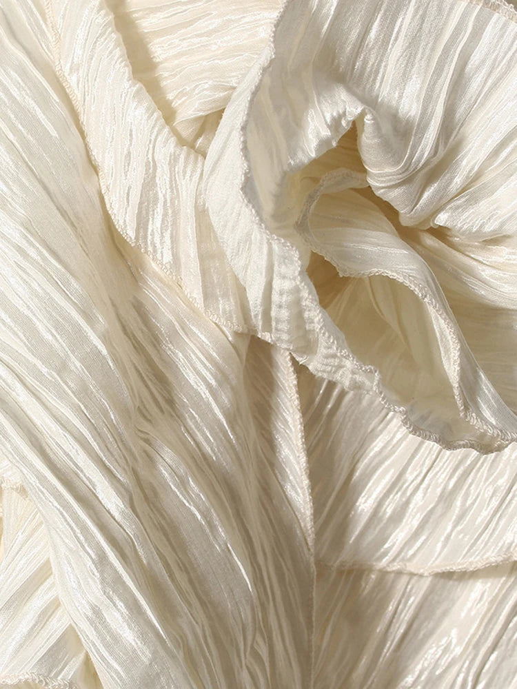 Women Silver Gray Textured Pleated Ruffles Vest Dress New Round Neck Sleeveless Fashion Tide Spring Summer 2025 7AB9278