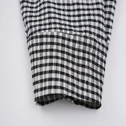 Load image into Gallery viewer, Women Black Plaid Vintage Big Size Irregular Blouse New Lapel Long Sleeve Shirt Fashion Tide Spring Autumn 2025 CPG2243
