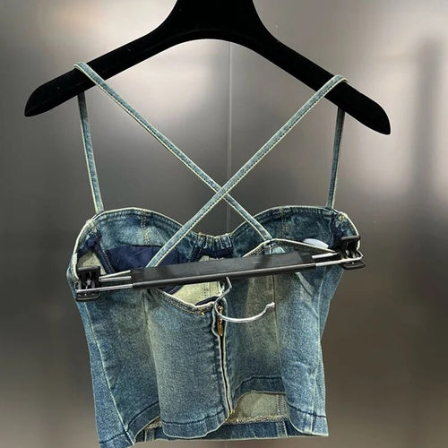 Load image into Gallery viewer, Casual Denim Vests For Women Square Collar Sleeveless Tunic Slimming Sexy Summer Tank Tops Female Fashion Clothing

