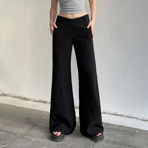 Load image into Gallery viewer, Casual Black Low Rise Women Pants Basic Straight Leg Streetwear Korean Fashion Office Suit Trousers Ladies Sweatpants
