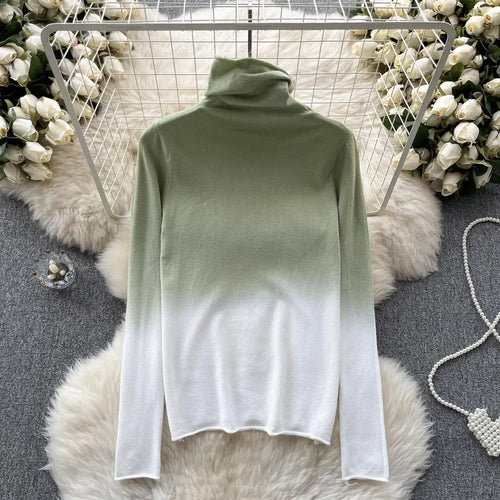 Load image into Gallery viewer, Women Vintage Elegant Long Sleeved Gradual Knitted Sweater Female Autumn New Turtleneck Slim Pullover Tops Fashion Versatile Y2k
