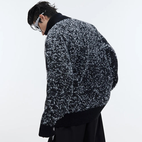 Load image into Gallery viewer, Men&#39;s Sweater Casual Stand Collar Plush Contrast Color Zipper Male Knitting Cardigan Chic Winter Jackets New Trendy 9C4432
