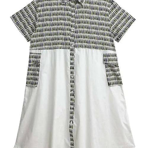 Load image into Gallery viewer, Women Black Printed Color-block Big Size Shirt Dress New Laple Short Sleeve Fashion Tide Spring Summer 2025 1DH6081
