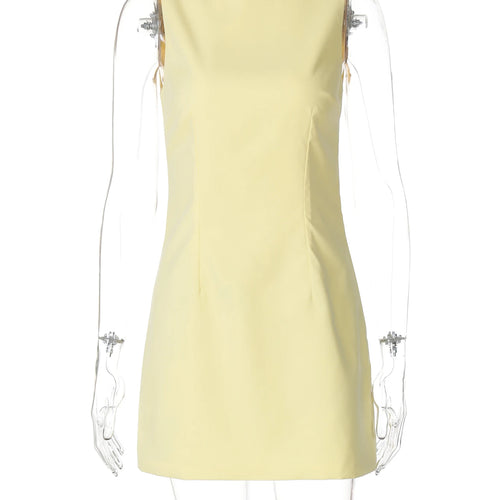 Load image into Gallery viewer, Elegant Solid O Neck Sleeveless Bright Line Zip Up Sexy Bodycon Mini Dress Summer Women Y2K Outfits Vacation Party
