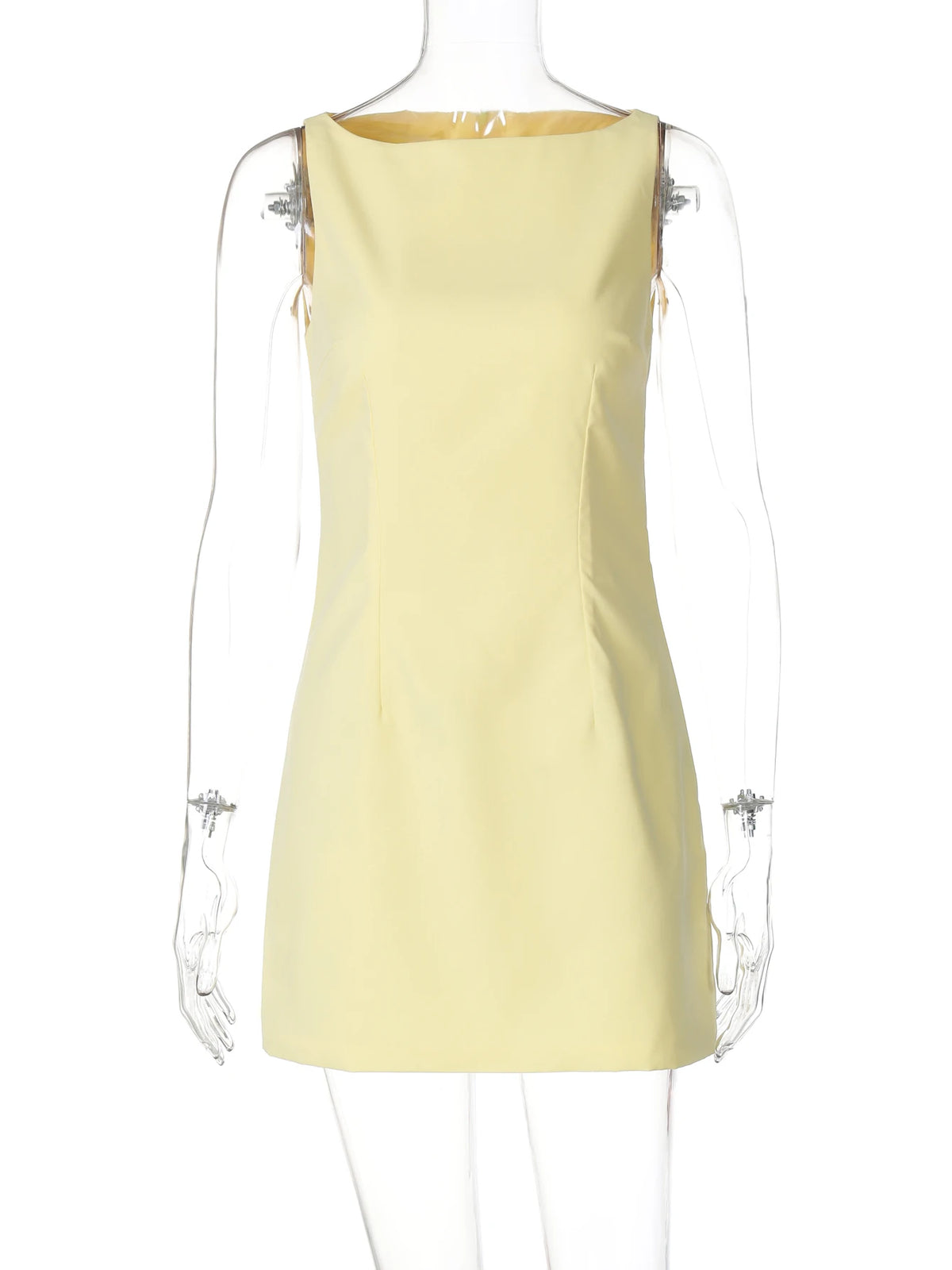 Elegant Solid O Neck Sleeveless Bright Line Zip Up Sexy Bodycon Mini Dress Summer Women Y2K Outfits Vacation Party