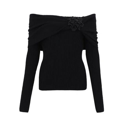 Load image into Gallery viewer, Solid Minimalist Slimming Sweaters for Women Slash Neck Long Sleeve Temperament Pullovers Female Fashion
