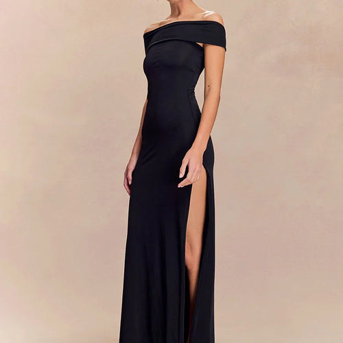 Load image into Gallery viewer, Off-shoulder Strapless Sexy Maxi Dress Women Gown Fashion  Sleeveless Backless High Waist Split Club Party Long Dress
