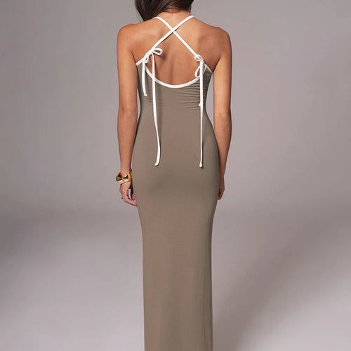Load image into Gallery viewer, Spaghetti Strap Lace-up Sexy Maxi Dress For Women Gown Fashion Sleeveless Backless Bodycon Evening Sexy Long Dress
