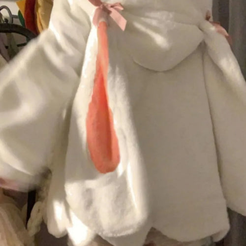 Load image into Gallery viewer, Kawaii Patchwork Loose Casual Hooded Coats Japanese Streetwear Fashion Fluffy  New Y2k Aesthetic Grunge Pocket Women Tops
