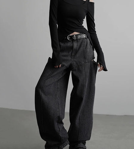 Black Irregular 3 Ways Wear Knitting Sweater O-neck Long Sleeve Women Pullovers New Fashion Spring Autumn 2025 1DH9225